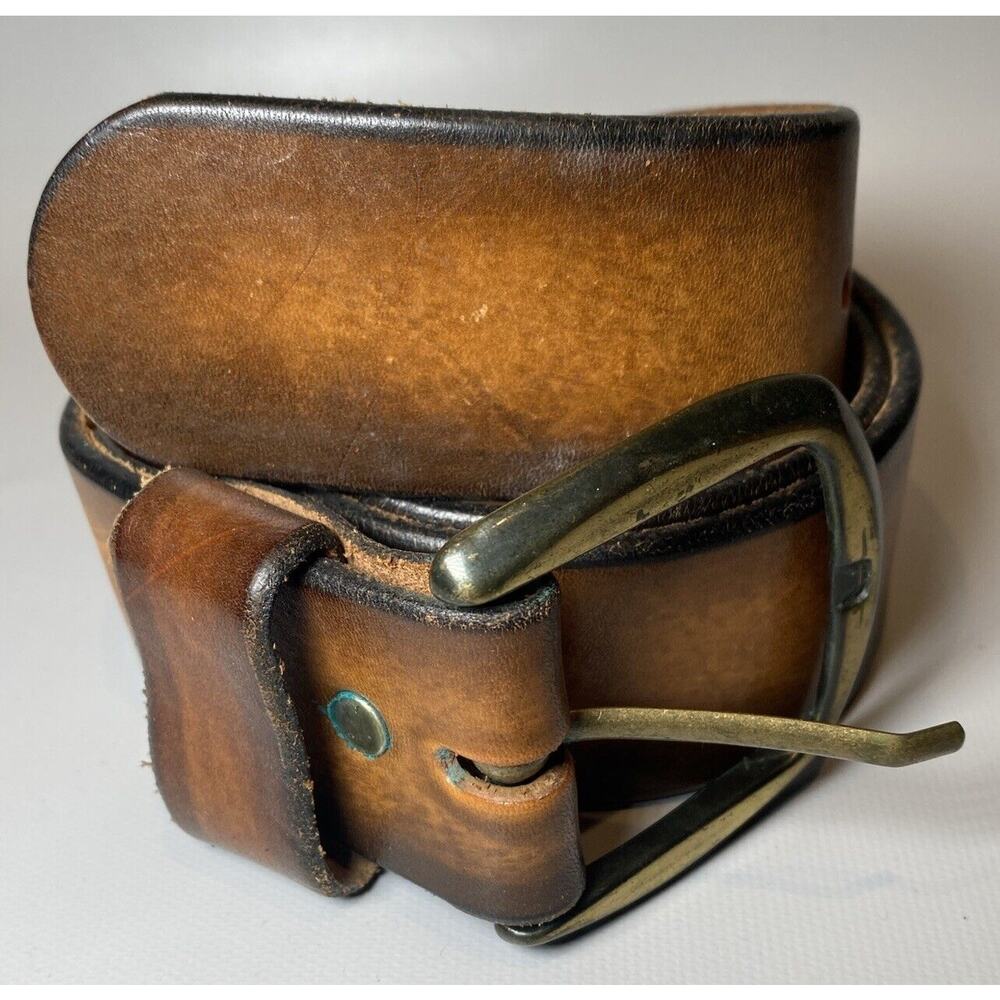 LEVI'S Plain Classic Tan/Brown Hardness Leather Belt Style 1252-3 SIZE Men 32